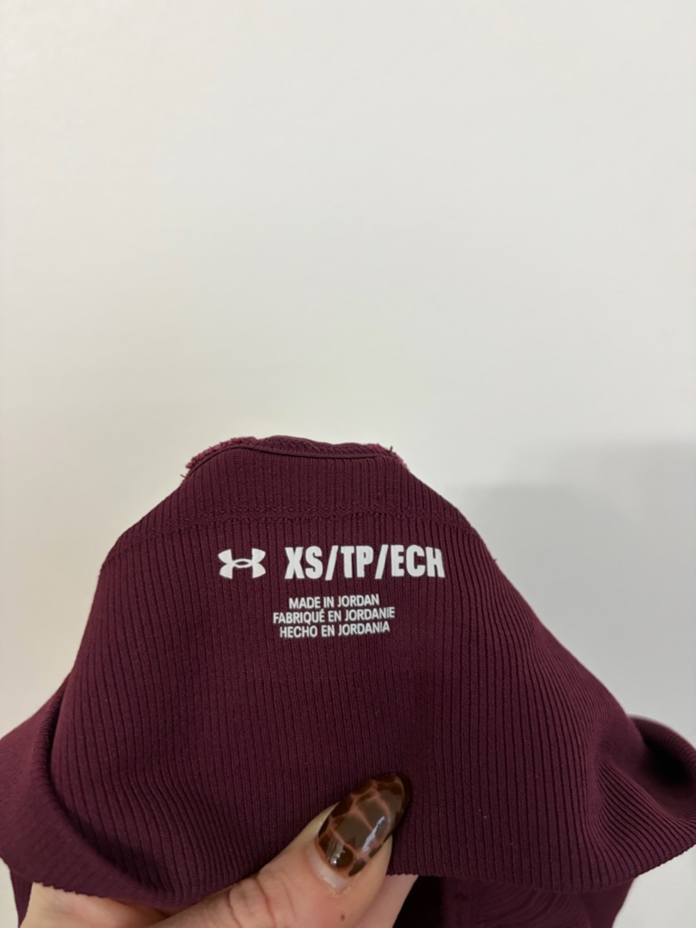 Under Armour Women's Deep Burgundy Sports Bra with Coral Logo Band - Picture 5 of 5